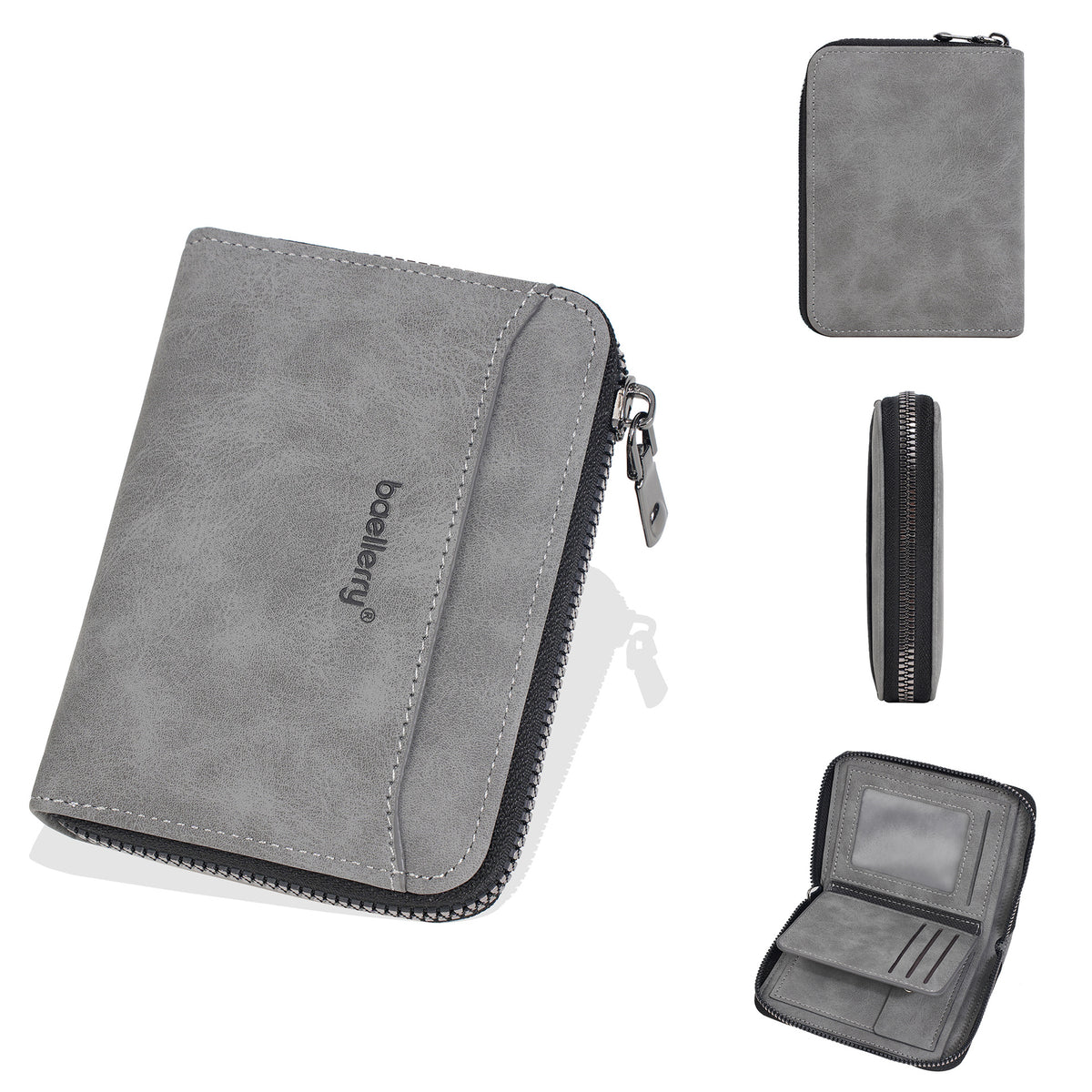 Men's Short High-grade Frosted Zipper Simple Leather Men's Wallet