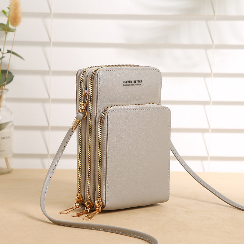 Women's Capacity Solid Color Fashion Simple Touch Screen Phone Bags