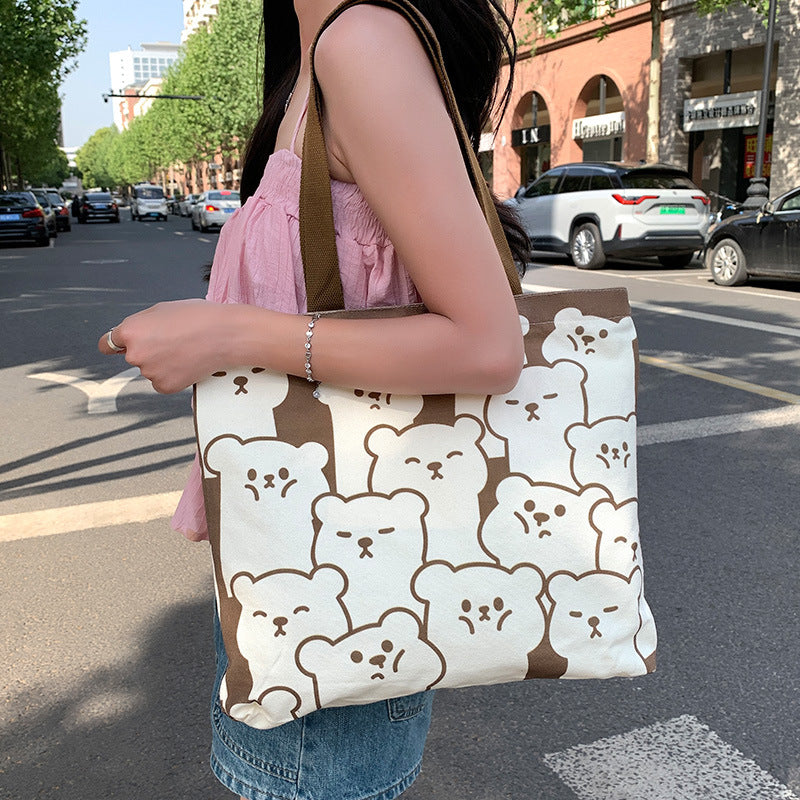 Women's Canvas Large Capacity Korean Style Commuter Women's Shoulder Bag