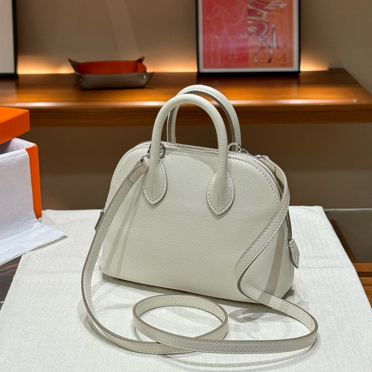 Mini Genuine Leather Goat Pattern Bowling Shell High-grade Bags