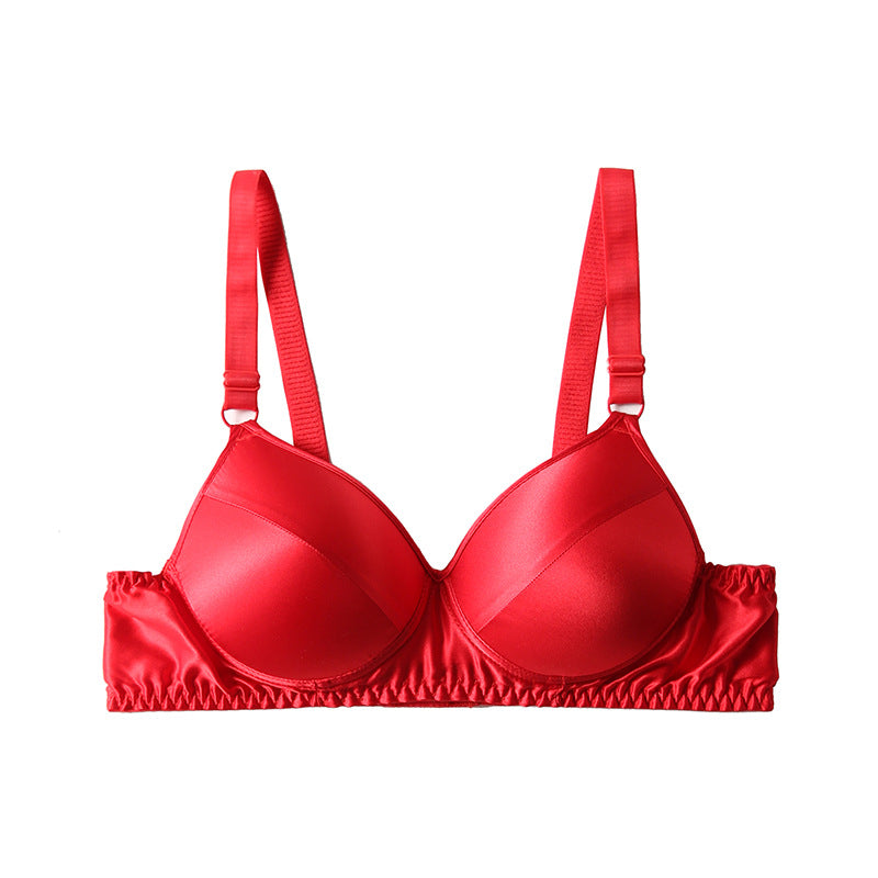 Women's Summer Thin Small Chest Gathered Mulberry Everyday Bras