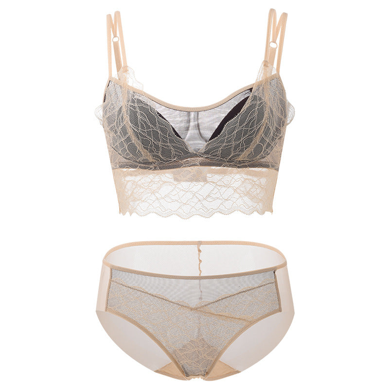 Color Lace Beauty Back Suit Mulberry Lingerie Sets