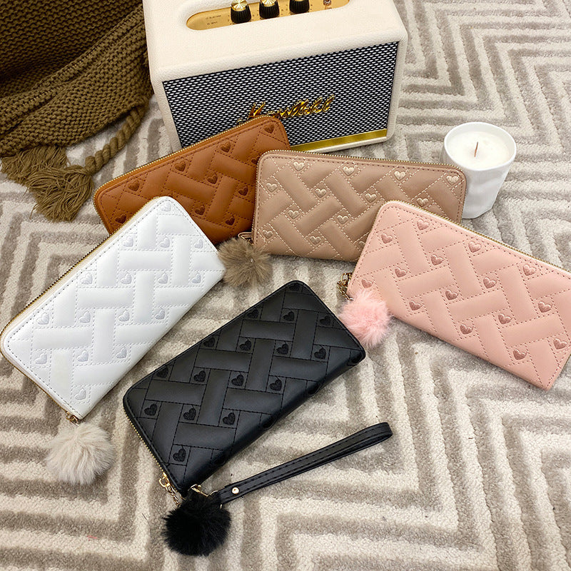 Women's Summer Indentation Mid-length Clutch Trendy Love Change Mobile Ladies Wallet
