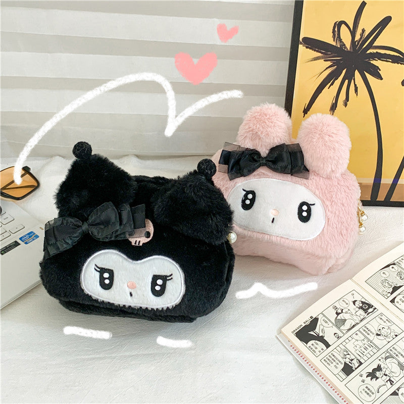 Cartoon Clow Melody Plush Doll Wash Cosmetic Bags