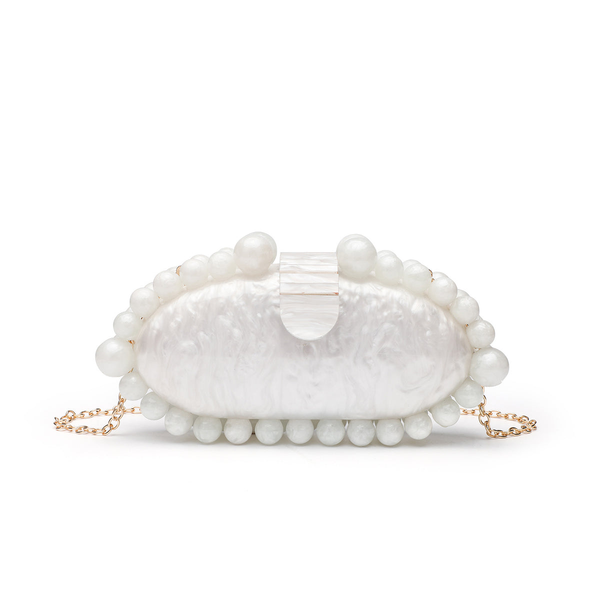 Fashion Simple Pearl White Acrylic Dinner Elegant Marbling Bags