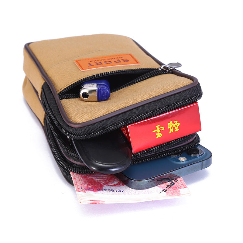 Women's & Men's & Canvas Zipper Running Cell Construction Men's Waist Packs