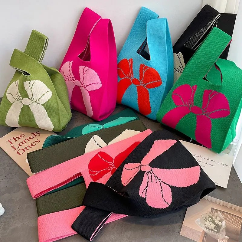 Slouchy Woolen Yarn Fashion Simple Bow Handbags