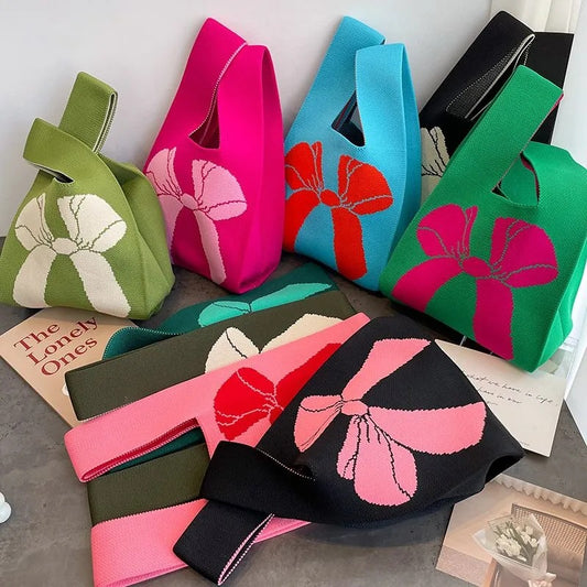 Slouchy Woolen Yarn Fashion Simple Bow Handbags
