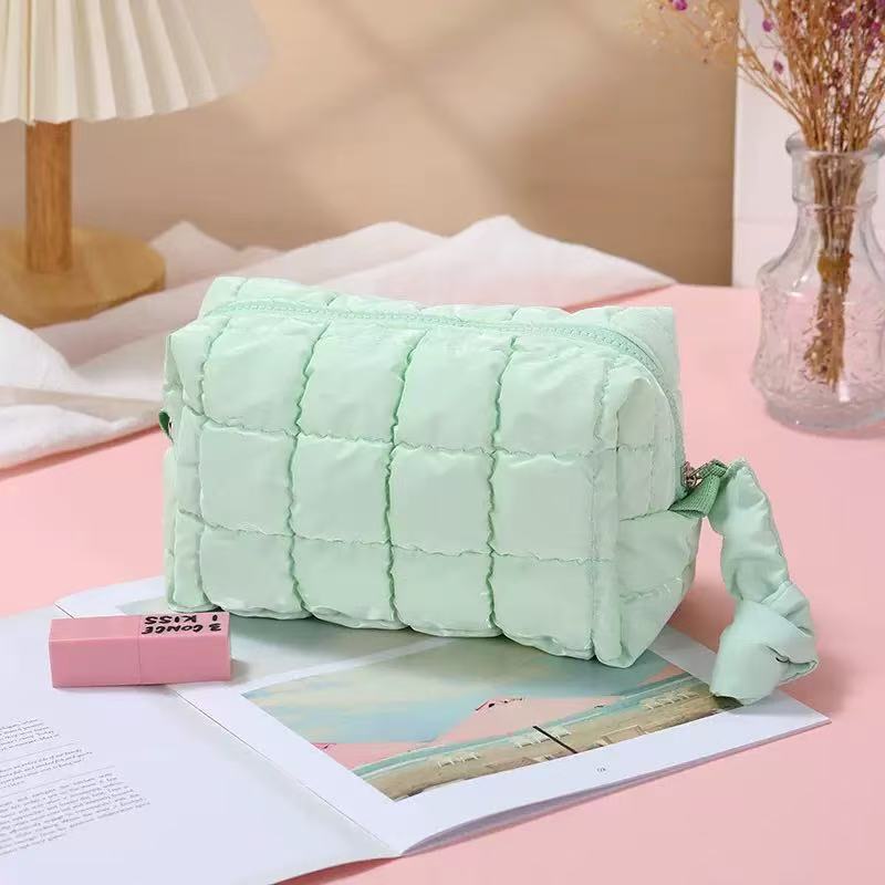 Embroidered White Storage Space Cotton Jacket Makeup Bag
