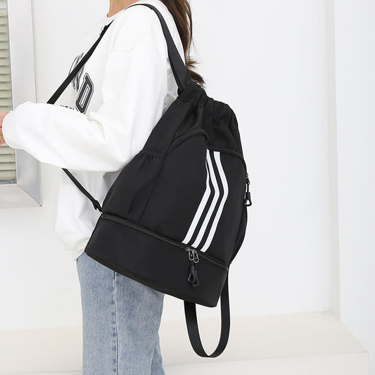 Versatile Classic Fashion Striped Drawstring Leisure Backpacks