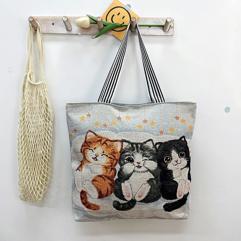 Women's Silk Cloth Fashion Korean Creative Pattern Women's Shoulder Bag
