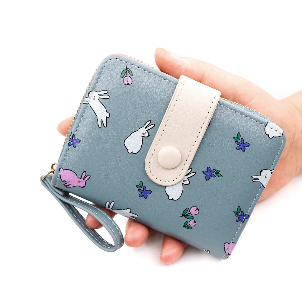 Women's Cute Rabbit Print Short Organ Hasp Document Ladies Wallet