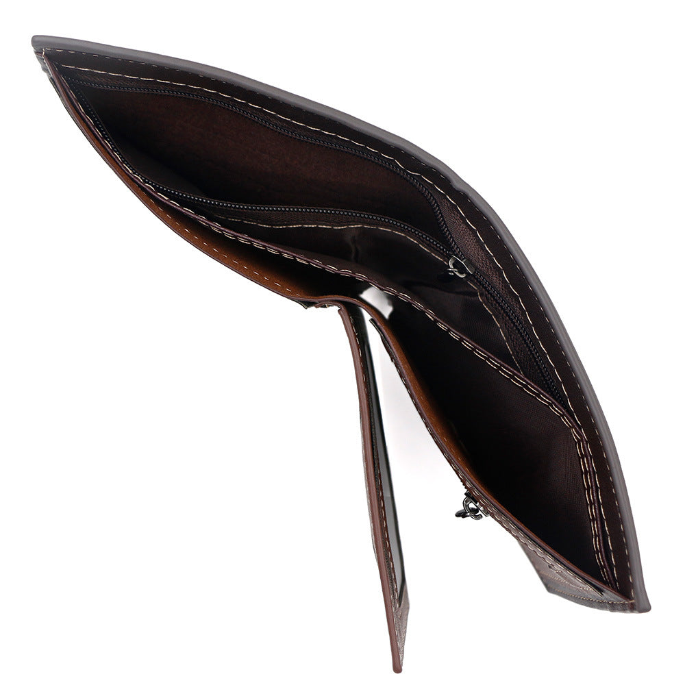 Men's Short Frosted Thin Open Zipper Pocket Bags
