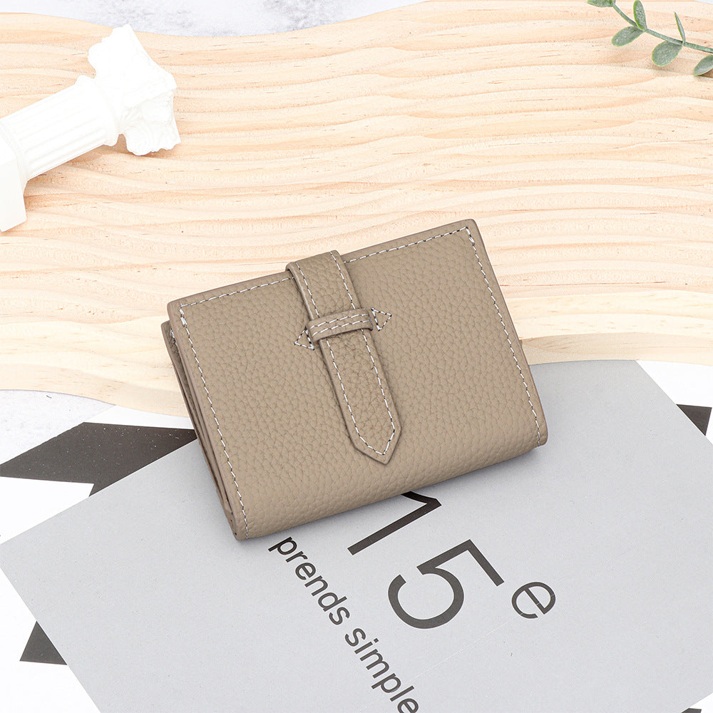 Versatile Women's Leather Mini Fold Short Ladies Wallet