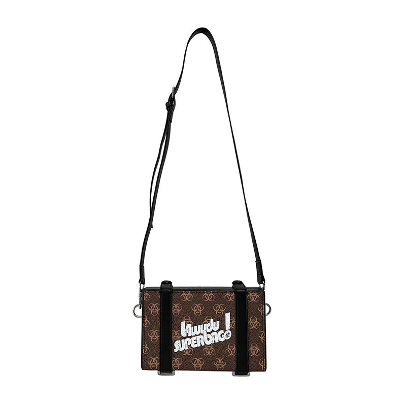 Men's Korean Style Trendy Printed Box Crossbody Bags