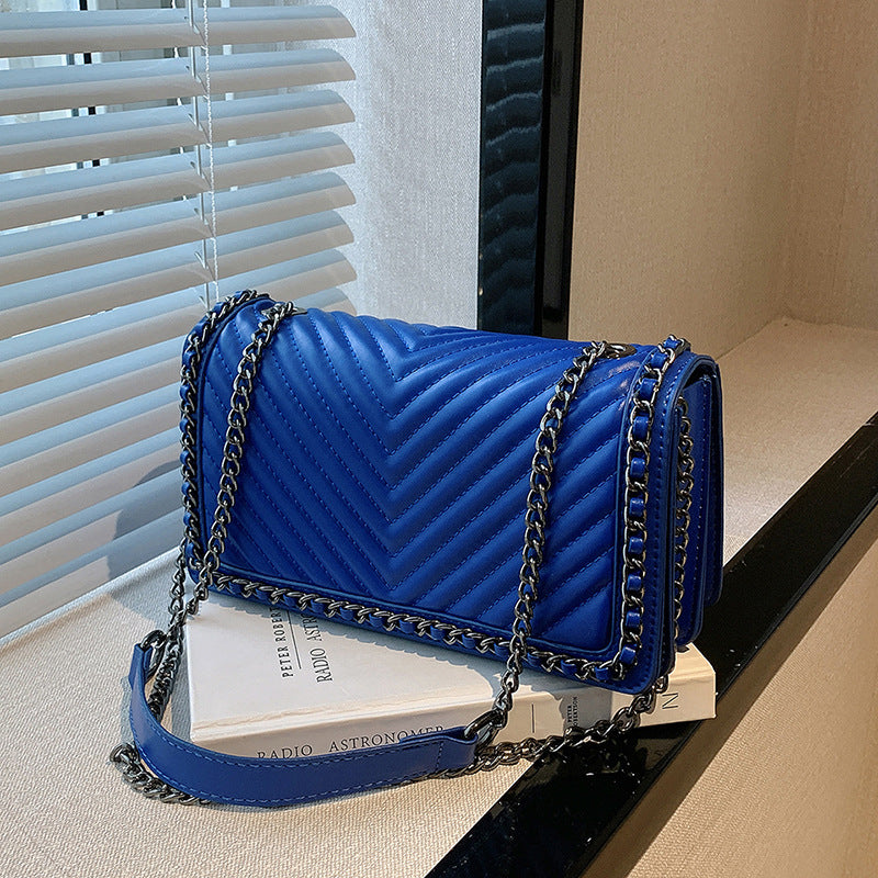 Women's Fashion Solid Color Chain Rhombus Women's Shoulder Bag