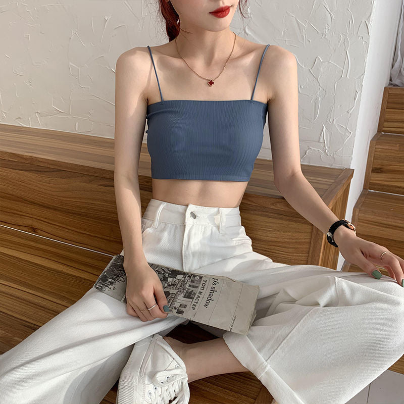 Women's Braces Breast Pad Tube Top Short Vest Gathered Tanks Camis