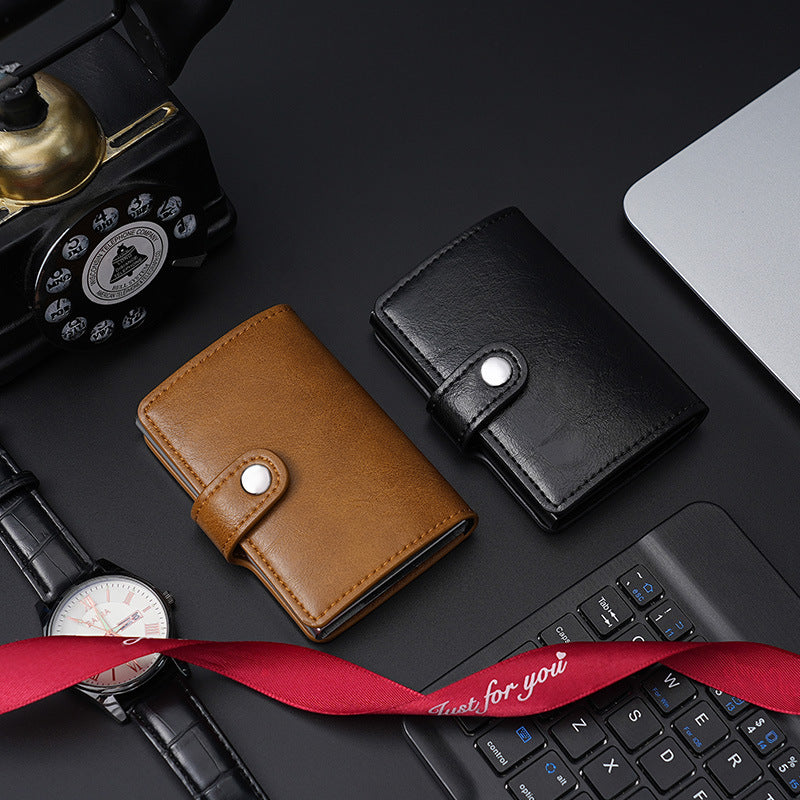 Comfortable American Gold Aluminum Alloy Automatic Card Holder