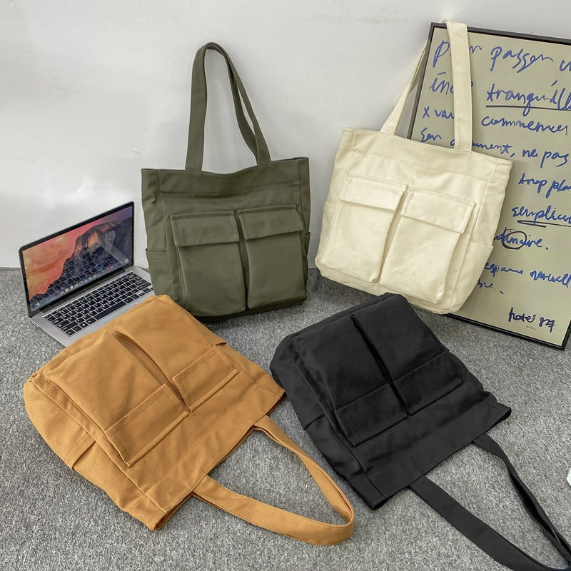 Women's & Men's Canvas Large Capacity Portable Korean Style Work Women's Shoulder Bag