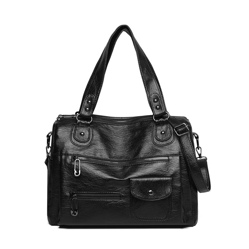 Versatile Retro Large Capacity Soft Leather Simple Business Handbags