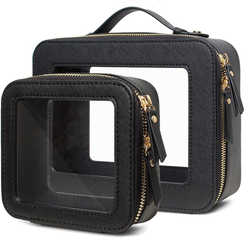 Two-piece Set With Visual Window Size Essential Storage Makeup Bag