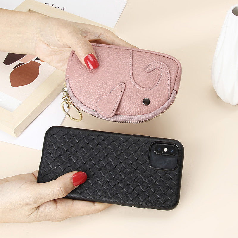 Creative Cute Cartoon Elephant Mini Pocket Genuine Leather Coin Purses