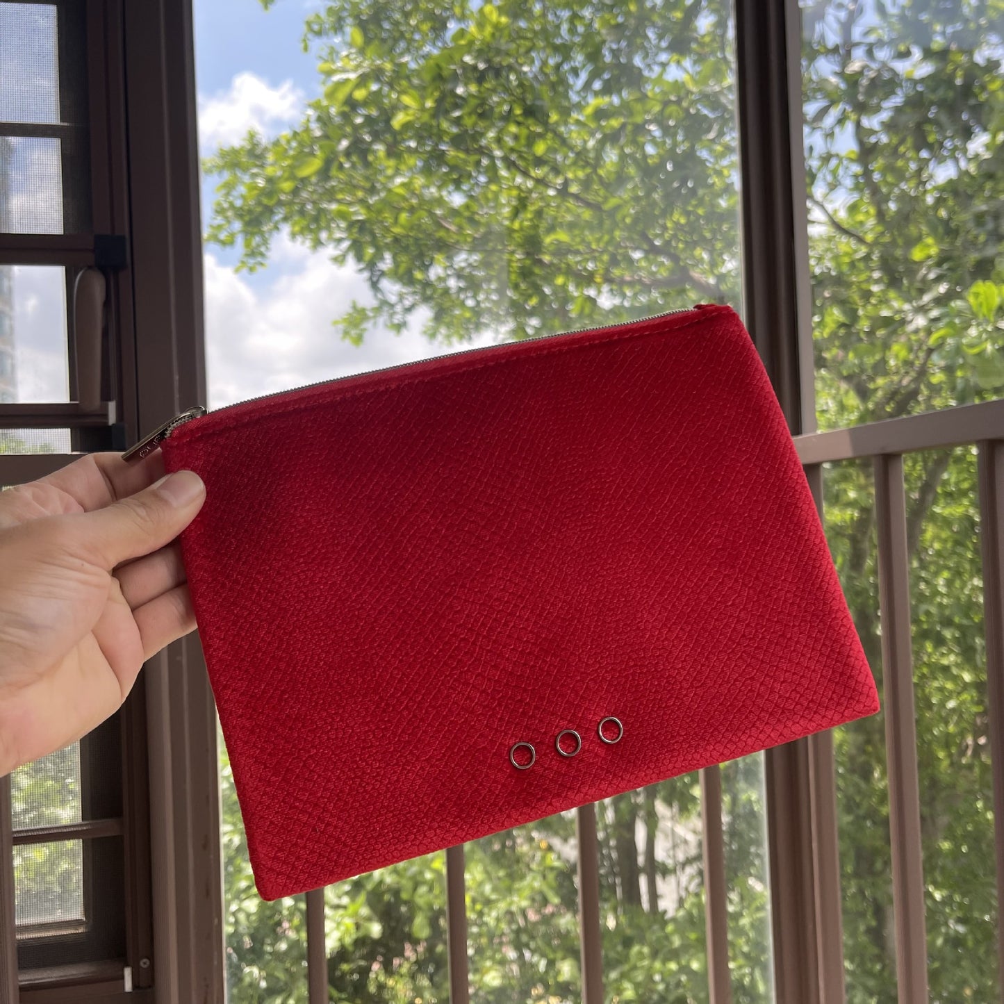 Red Silk Satin Portable Storage Multifunctional Cosmetic Bags