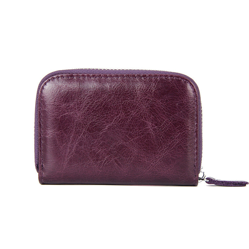 Women's & Men's & First Layer Oil Wax Cowhide Swiping Card Holder