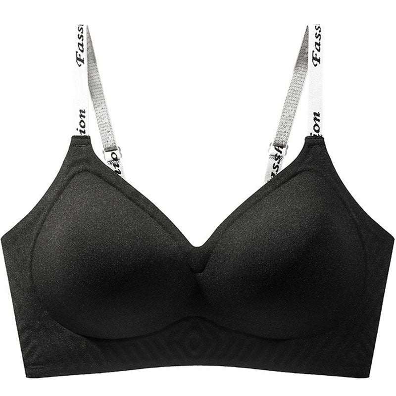Women's Seamless Letter Shoulder Strap Underwear Small Chest Push Everyday Bras
