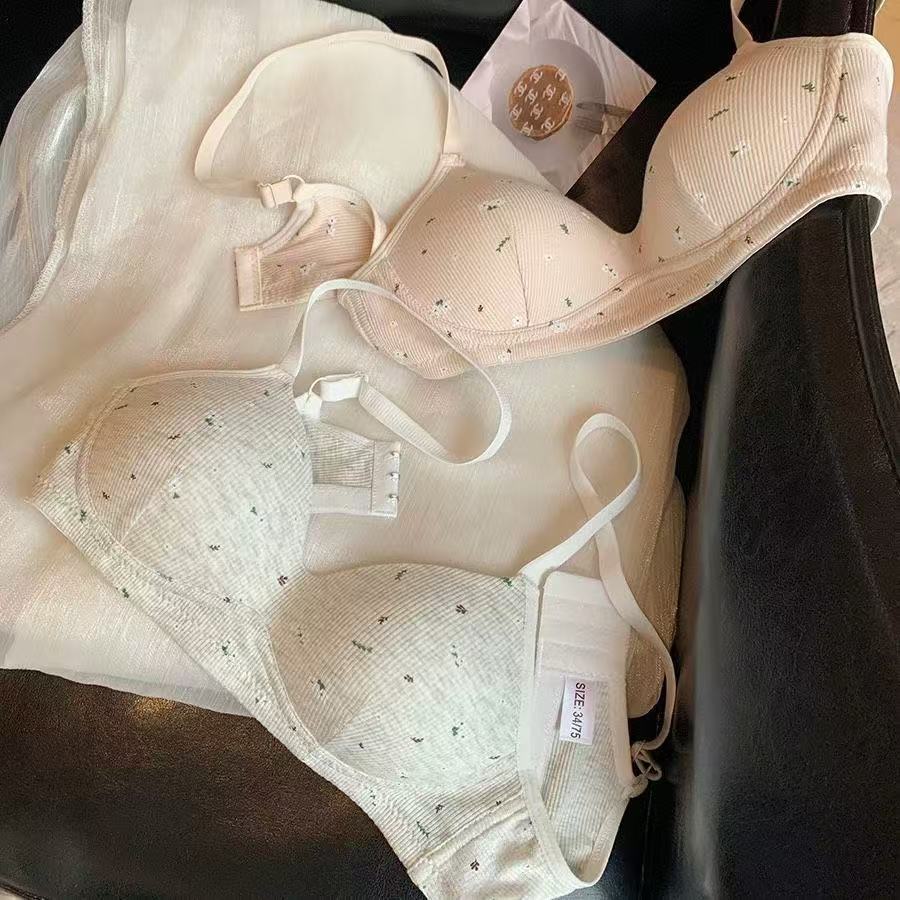 Women's Floral Korean Thread Underwear Upper Support Breathable Everyday Bras