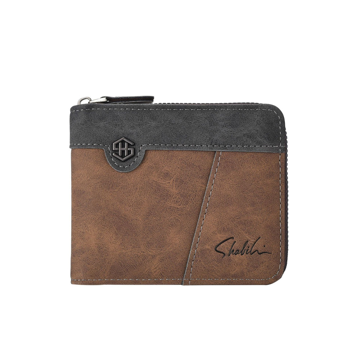 Men's Autumn Short Vintage Zipper Stitching Horizontal Men's Wallet