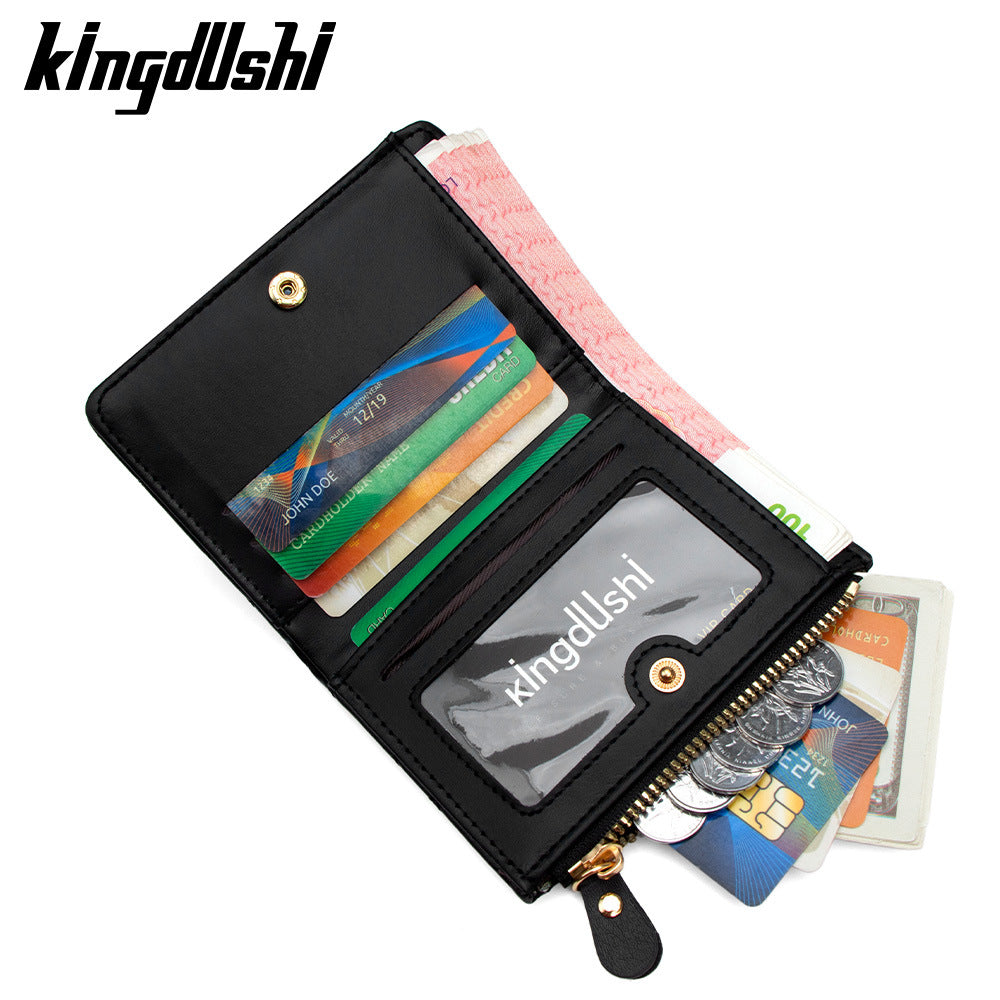 Women's Korean Style Cute Embroidered Simple Short Two Ladies Wallet