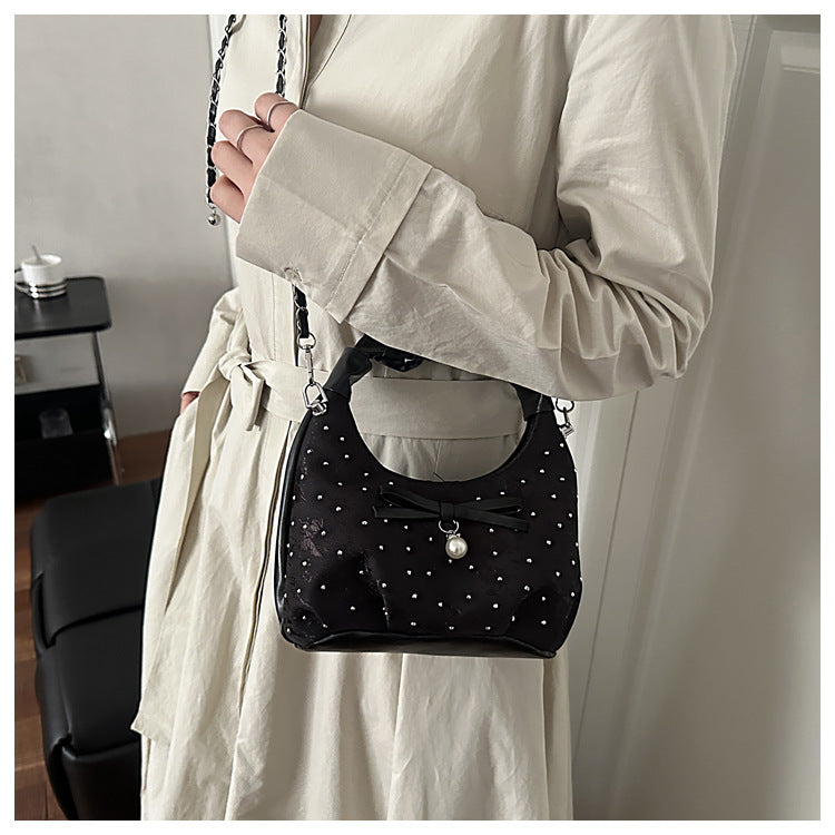 Women's Diamond Bow Western Style Chain Pleated Handbags