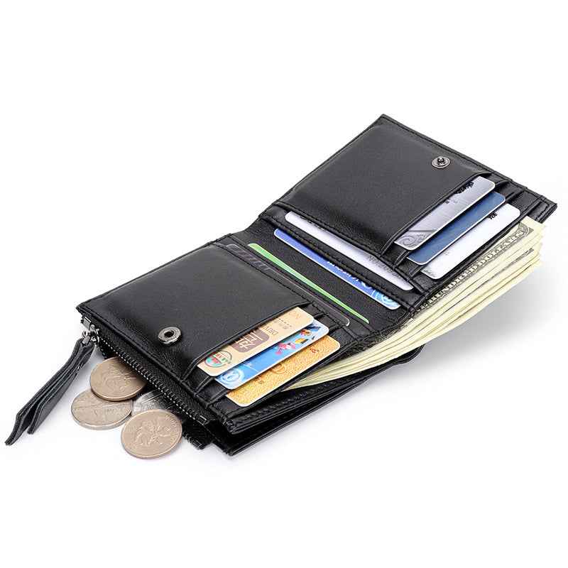 Women's Sheepskin Woven Fold Multiple Slots Vertical Leather Ladies Wallet