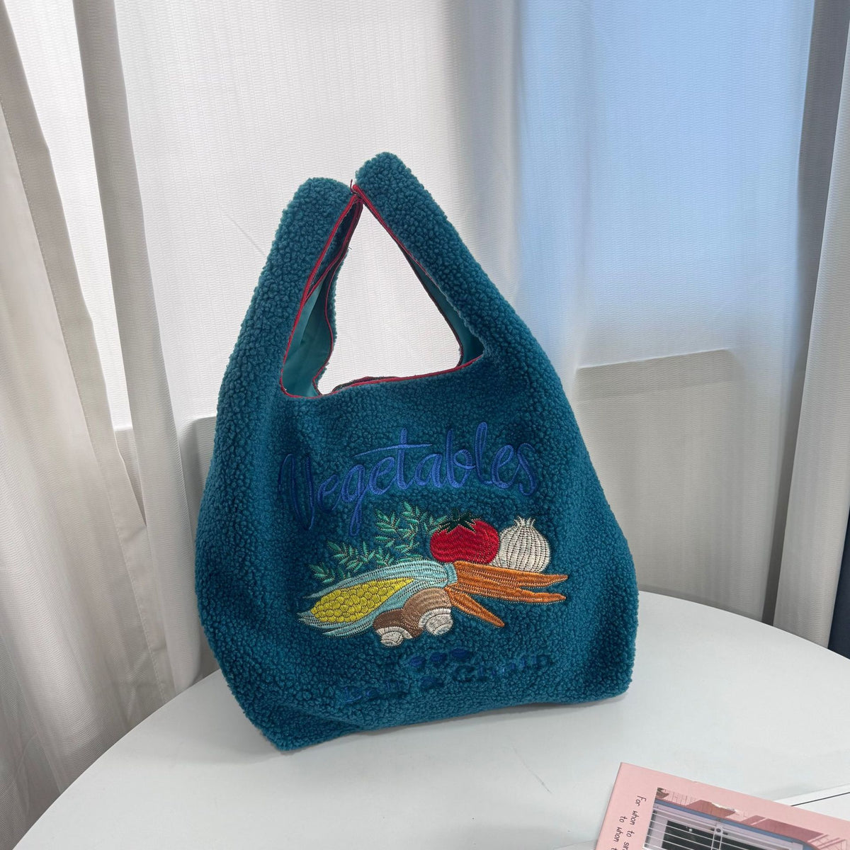 Embroidered Plush Green Shopping Simple Commute Women's Shoulder Bag