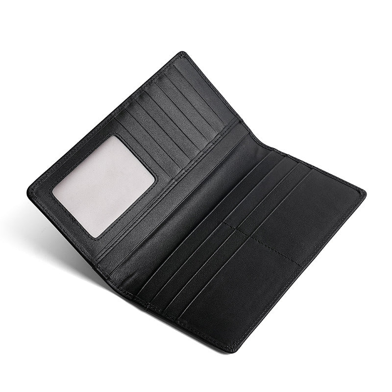 Men's Cowhide Vintage Oil Wax Genuine Leather Long Men's Wallet