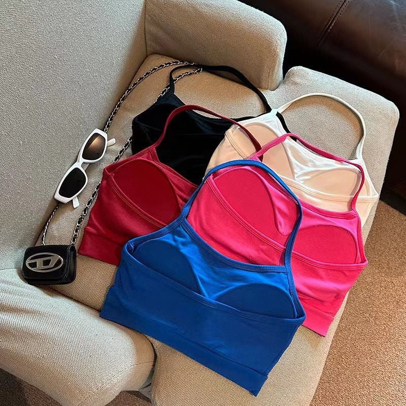 Women's Halter Spaghetti Straps Summer Comes With Chest Tanks Camis