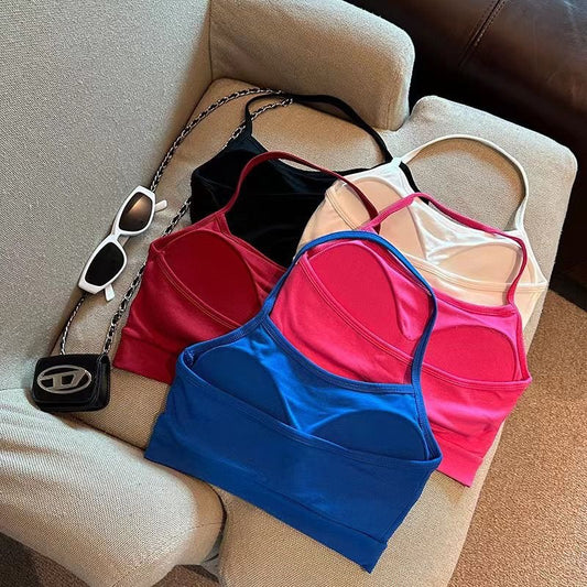 Women's Halter Spaghetti Straps Summer Comes With Chest Tanks Camis