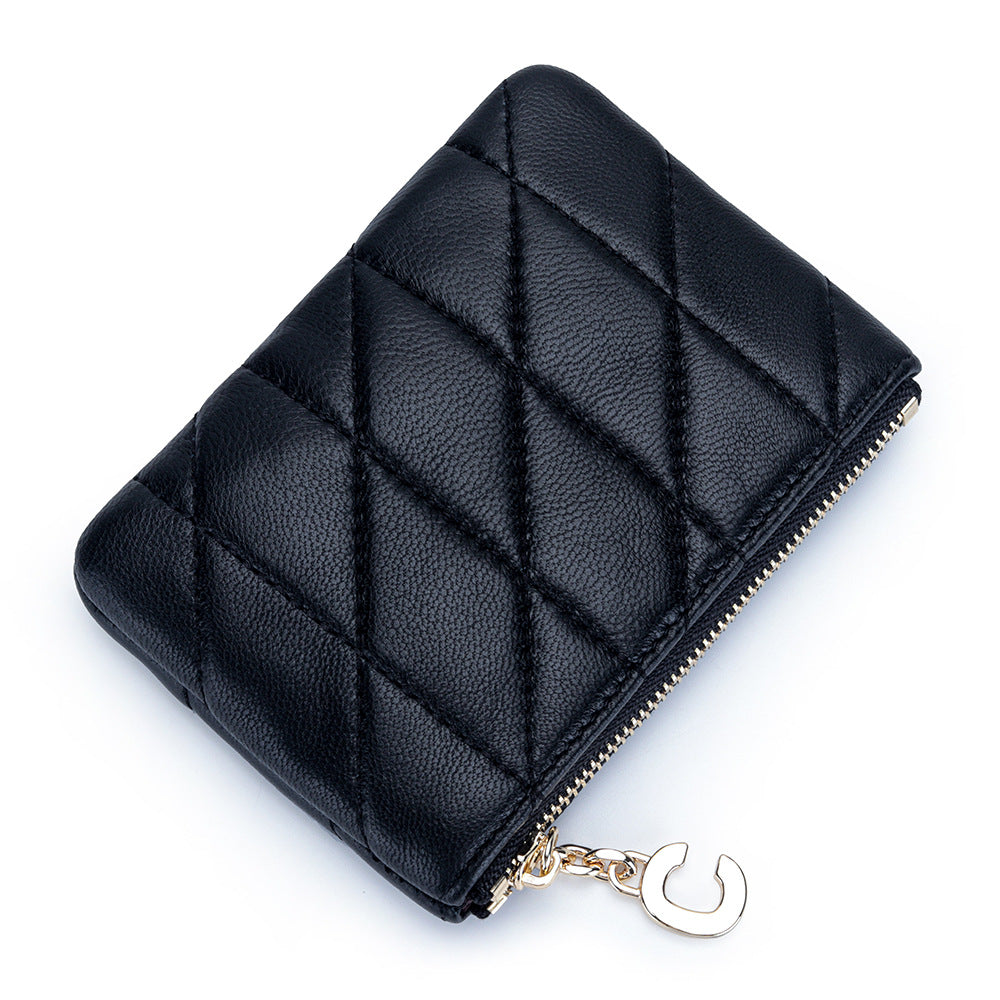 Women's Genuine Leather Chic Zip Storage Sheepskin Coin Purses