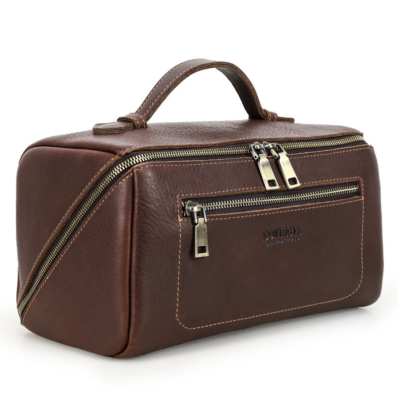 Angel Full Grain Top Layer Cowhide Unisex Multifunctional Storage Real Makeup Bag