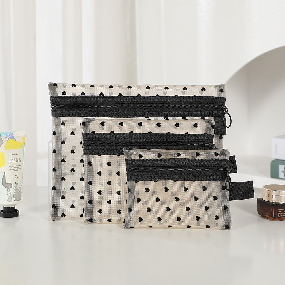 Women's Mesh Style Super Hot Portable Love Makeup Bag