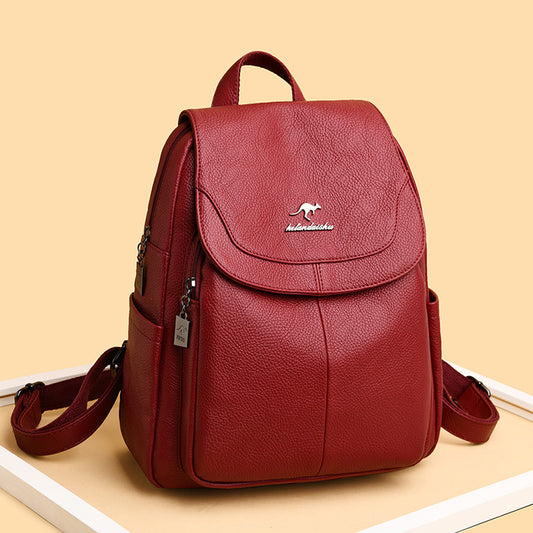 Women's Leather Tactile Feel Fashion Korean Large Backpacks
