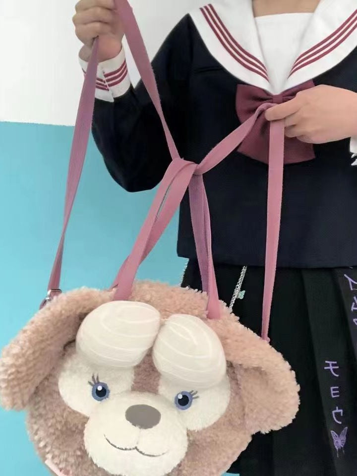 Women's Plush Cute Bow Big Head Face Backpacks