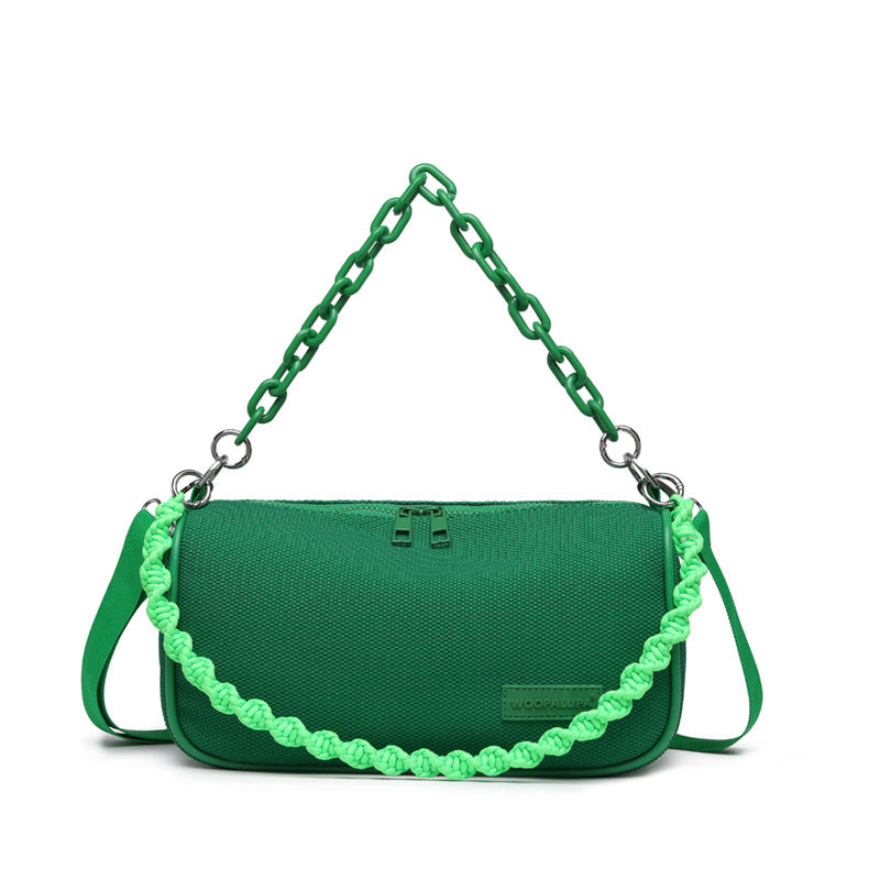 Women's Mesh Elastic Material Fashion Niche Chain Handbags