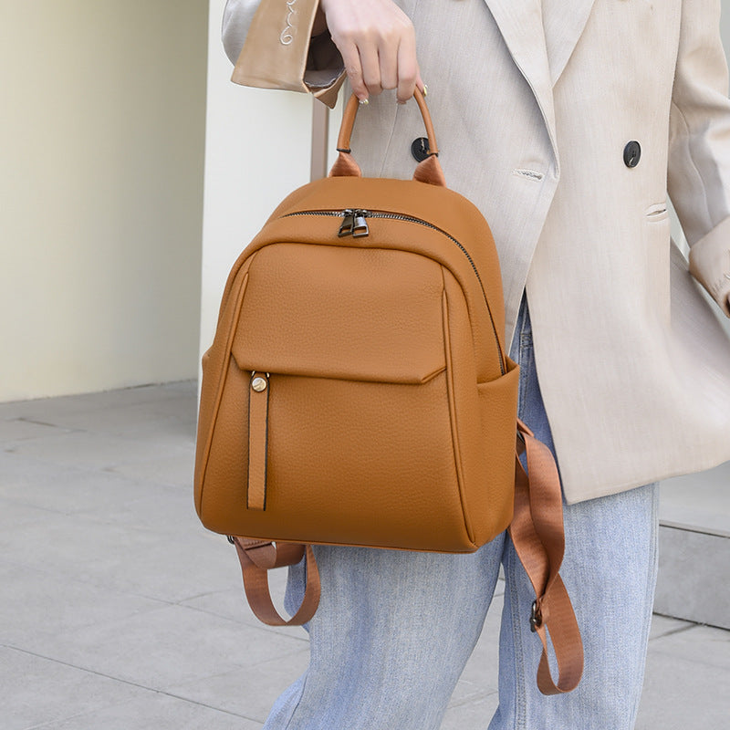 Women's Korean Soft Leather Fashion Artistic Backpacks