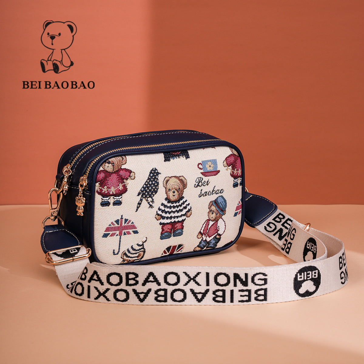 Cartoon Bear Trendy Contrast Color Sweet Women's Shoulder Bag