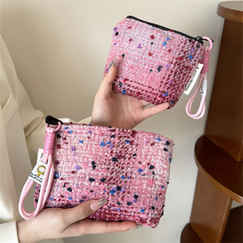 Classic Style Woolen Clutch Sweet Storage Cosmetic Bags