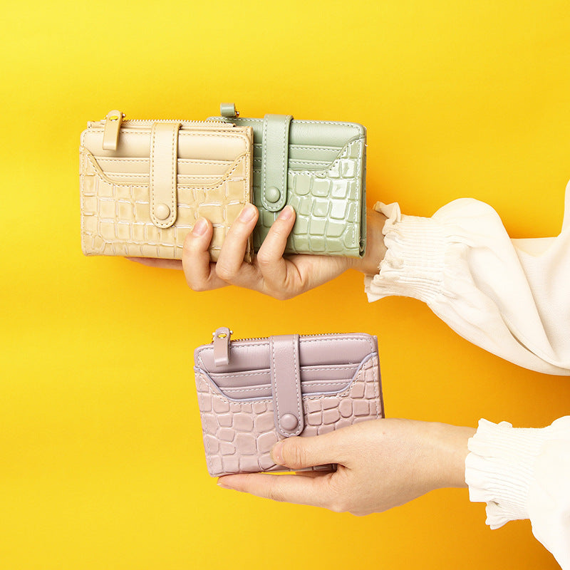 Women's Short Multiple Slots Multifunctional Solid Color Coin Purses