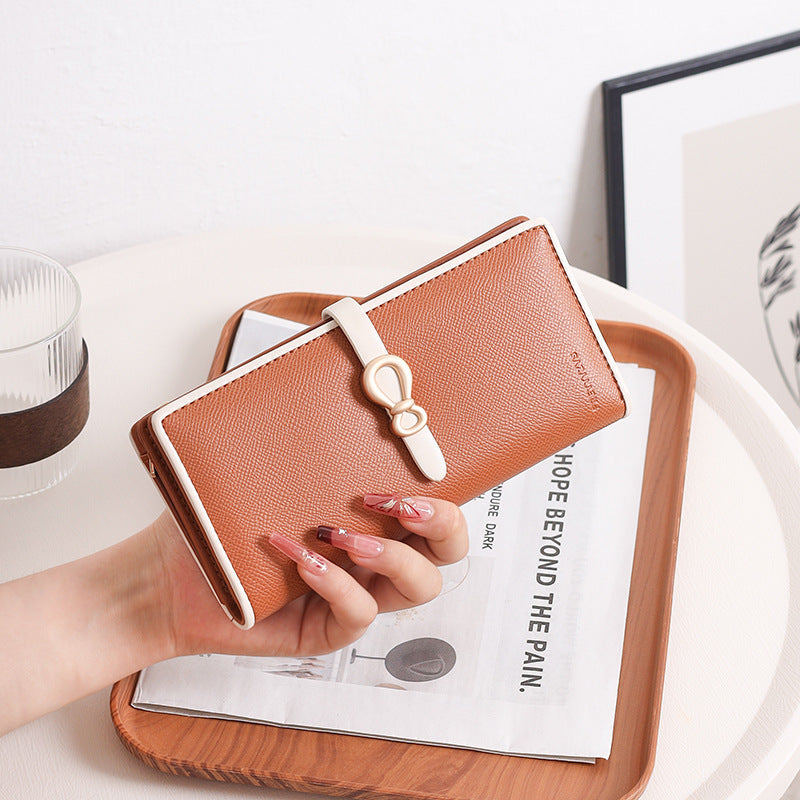 Women's Korean Contrast Color Clutch Two-fold Folding Ladies Wallet