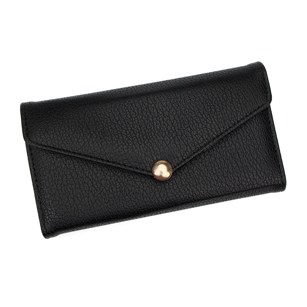 Women's Fashion Magnetic Snap Long Clutch Imitation Leather Multiple Slots Large Ladies Wallet